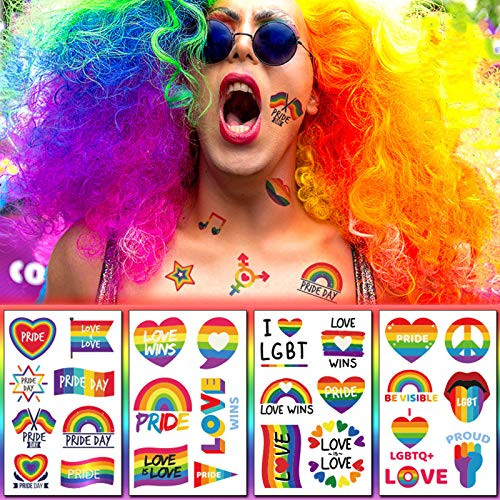 10 Sheets Rainbow Temporary Tattoo Sticker Pride Day Rainbow Flag Heart Design Tattoo Decals for Women Men Body Art LGBT Pride Party Favors Equality Parades Celebrations 10 Sheets Rainbow Temporary Tattoo Sticker Pride Day Rainbow Flag Heart Design Tattoo Decals for Women Men Body Art LGBT Pride Party Favors Equality Parades Celebrations