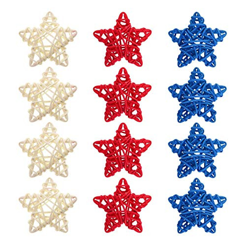 12pcs Patriotic Star Natural Wicker Balls 4th of July Rattan Balls DIY Craft Vase Filler Hanging Balls Ornaments for Memorial Day Veterans Day Independence Day Party -2.36 in, White Red Blue- 12pcs Patriotic Star Natural Wicker Balls 4th of July Rattan Balls DIY Craft Vase Filler Hanging Balls Ornaments for Memorial Day Veterans Day Independence Day Party -2.36 in, White Red Blue-