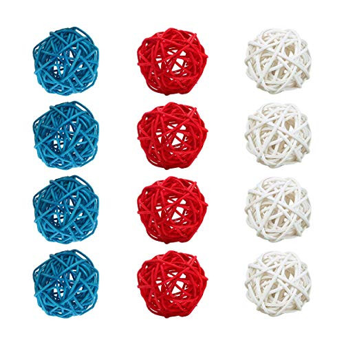 12pcs Patriotic Natural Wicker Balls 4th of July Rattan Balls DIY Craft Vase Filler Hanging Balls Ornaments for Memorial Day Veterans Day Independence Day Party -2 in, White Red Blue- 12pcs Patriotic Natural Wicker Balls 4th of July Rattan Balls DIY Craft Vase Filler Hanging Balls Ornaments for Memorial Day Veterans Day Independence Day Party -2 in, White Red Blue-
