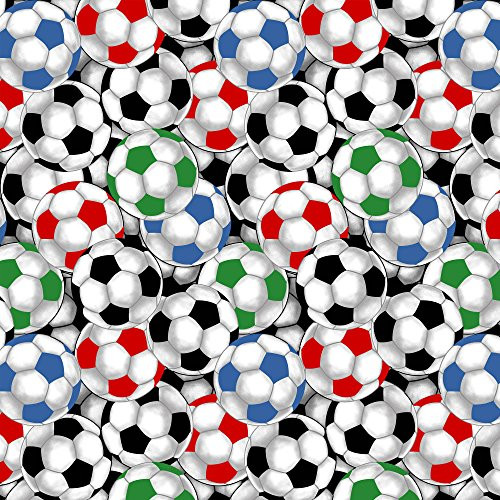 David Textiles Packed Soccer Balls Multicolor Premium Quality 100 percent Cotton Fabric by 1/2 of a Yard.