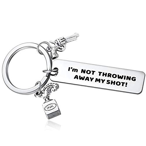 Ukodnus Hamilton Musical Gift Keychain I'm Not Throwing Away My Shot Keyring Broadway Lyrics Merchandise Theatre Jewelry Gifts for Fans Teen Girls Kids
