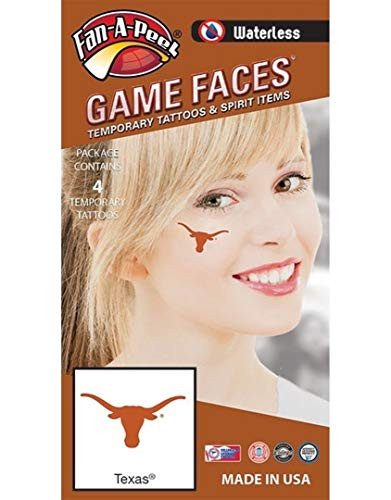University of Texas Longhorns  Waterless Peel  and  Stick Temporary Tattoos  4PK