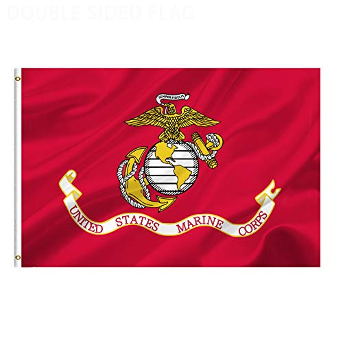 N and B Marine Corps USMC Flag 3x5 Outdoor Heavy Duty 100 percent Polyster United States Marine Corps Flags with Super Durable Double Stitched with Canvas Header and 2 Brass Grommets Marine Corps Gifts