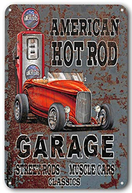 huangdd Retro Style Metal Tin Sign-American hot Rod Garage Bar Garage Restaurant Cafe Men's Cave Home Wall Decoration Gift for Man Women 7.8x11.8inch