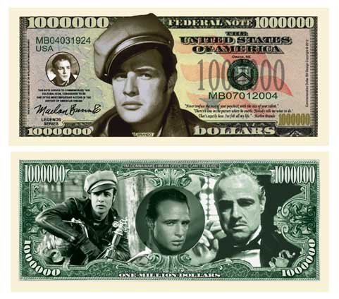 American Art Classics Marlon Brando Million Dollar Bill -Pack of 5- - Best Gift for Fans of This Legendary Actor