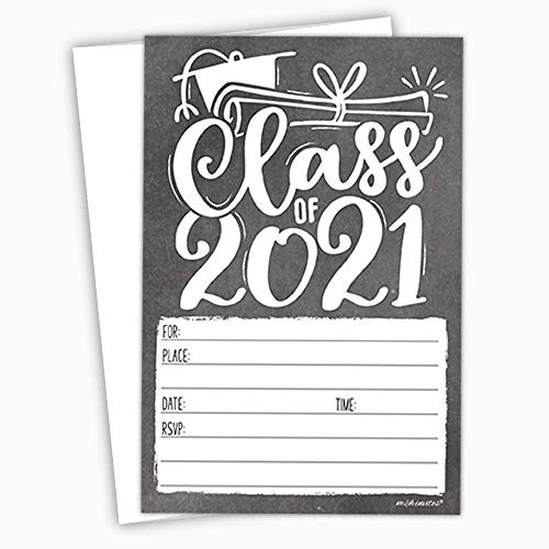2021 Chalkboard Graduation Invitations -20 Count- With Envelopes - Grad Party Invites