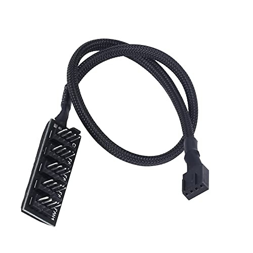 DAYREE 4-Pin PWM Fan Power Supply Cable 15 Inches 1 to 5 Way PC CPU Cooling Case Fan Splitter Hub Adapter Cable Motherboard Fan Power Extension Cable Cord Wire for 4-pin or 3-pin Cooling Fans