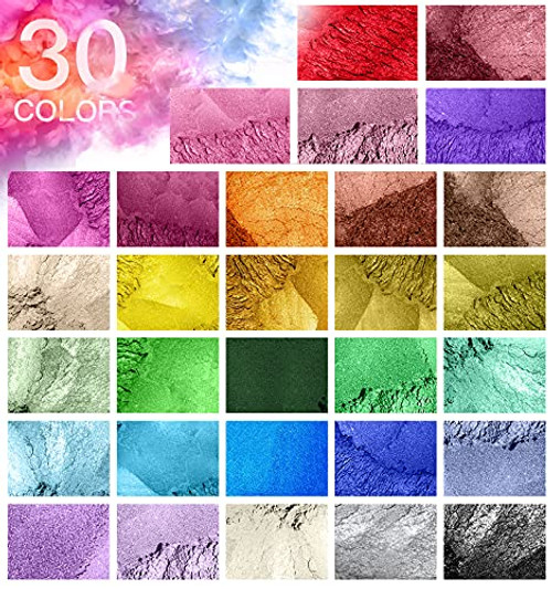 Mica Powder, 30 Pack Resin Color Pigment, Mica Powder for Epoxy Resin/Soap Making/Lip Gloss/Candle Making/Body Butter/Slime, Soap Colorant Dye Coloring Shimmer Powder Resin Pigment Powder Set -5g/bag- Mica Powder, 30 Pack Resin Color Pigment, Mica Powder for Epoxy Resin/Soap Making/Lip Gloss/Candle Making/Body Butter/Slime, Soap Colorant Dye Coloring Shimmer Powder Resin Pigment Powder Set -5g/bag-