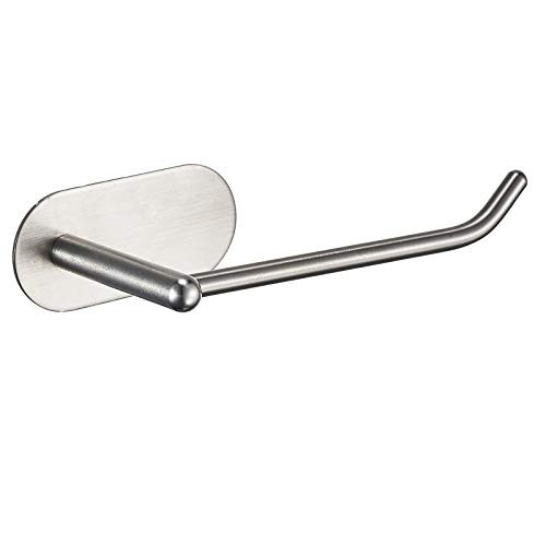 DREAMIND Adhesive Toilet Paper Holder, Bathroom Toilet Paper Roll Holder, Brushed Brass Wall Mount Tissue Roll Rack 304 Stainless Steel Silver