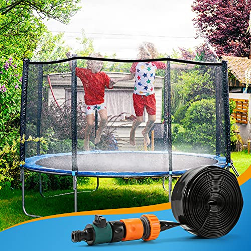 EagleStone Trampoline Sprinkler Backyard Yard Games Water Park Summer Outdoor Waterpark Toys for Kids 39ft