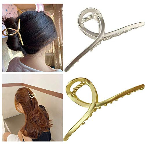 Lazy Simple Big Hair Claw Clips Headdress Metal Hairpin,Fashion Claw Clips for Women Girls Thin Hair Non Slip, Large Metal Hair Claw Clips Hair Catch Barrette-Gold plusSliver- Lazy Simple Big Hair Claw Clips Headdress Metal Hairpin,Fashion Claw Clips for Women Girls Thin Hair Non Slip, Large Metal Hair Claw Clips Hair Catch Barrette-Gold plusSliver-