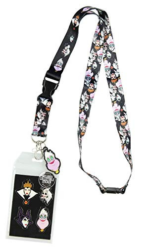 Disney Villains Line Up Collage Lanyard with ID Holder and Rubber Ursula Charm
