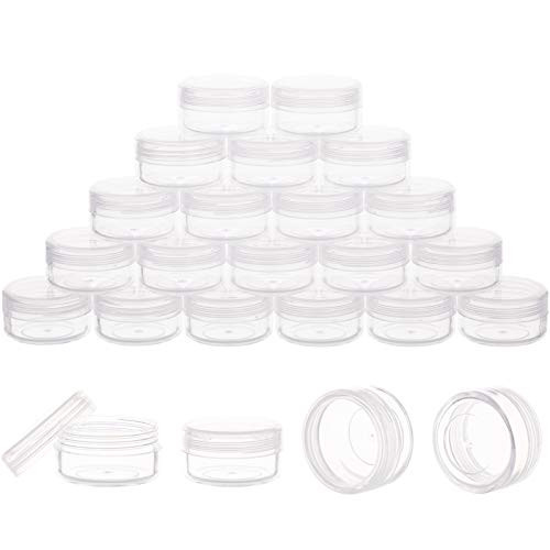 10 Gram Cosmetic Containers, 40Pcs BPA Free Sample Containers with Lids, Round Clear Plastic Sample Jars for Makeup, Lotion, Eye Shadow, Powder, and Lip Balms
