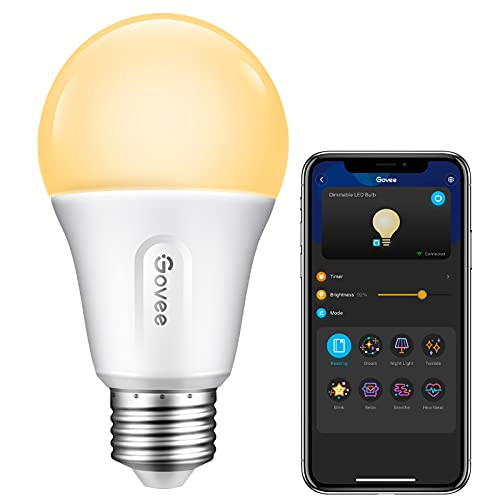 Govee Smart WiFi Light Bulbs, Work with Alexa and Google Assistant, Warm White WiFi LED Bulbs, 2700K Dimmable, 800 Lumen, E26 A19 9W 60W Equivalent Wi-Fi Bluetooth Alexa Bulbs, 1 Pack Govee Smart WiFi Light Bulbs, Work with Alexa and Google Assistant, Warm White WiFi LED Bulbs, 2700K Dimmable, 800 Lumen, E26 A19 9W 60W Equivalent Wi-Fi Bluetooth Alexa Bulbs, 1 Pack