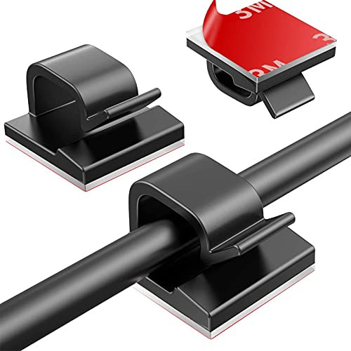 70 PCS Adhesive Cable Clips, Cable Wire Management Sticky Wire Clips, Wire Cable Holder Car Cable Organizers Upgraded Wire Holder for Office and Home -Black-