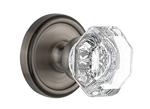 Grandeur Georgetown Rosette with Chambord Crystal Knob, Single Dummy, Antique Pewter