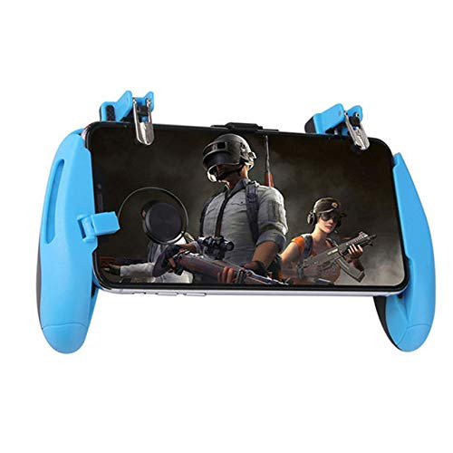 szkn Z8 Mobile Gamepad Controller Stretchable Game Pad Joystick PUBG Game Fire Button Aim Key L1R1 Shooter Trigger with Phone Holder Blue