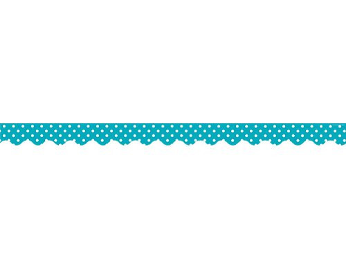 Teacher Created Resources Teal Polka Dots Scalloped Border Trim (5494)