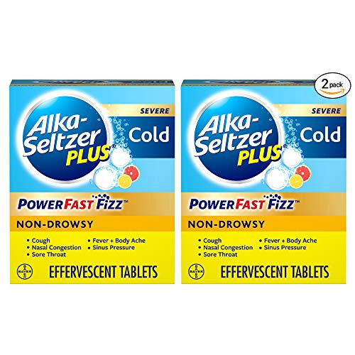 Alka-Seltzer Plus Severe Non-drowsy Cold Powerfast Fizz Citrus Effervescent Tablets Twinpack, 2x20ct, White, Citrus, 40.0 Count