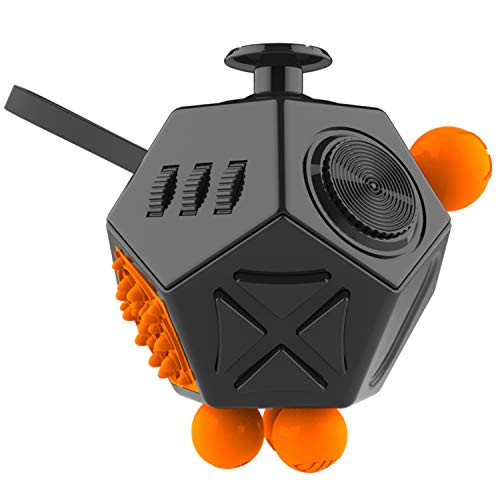 AISILUN 12 Sided Fidget Cube Relieves Stress Anxiety Anti Depression Cube Fidget Dodecagon for Children and Adults with ADHD ADD OCD Autism Teens -Black-