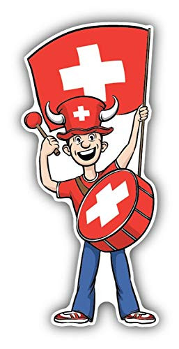 Switzerland Flag Sport Fan Sticker Decal Design - Sticker Graphic - Auto, Wall, Laptop, Cell, Truck Sticker for Windows, Cars, Trucks