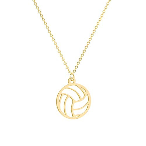 Fashion Geometric Elements Volleyball Necklace Cut Metal Hollow Ball Pendant Sports Jewelry Gifts -gold- Fashion Geometric Elements Volleyball Necklace Cut Metal Hollow Ball Pendant Sports Jewelry Gifts -gold-