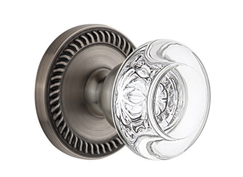 Grandeur Newport Rosette with Bordeaux Crystal Knob, Single Dummy, Antique Pewter