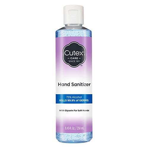 Cutex Hand Sanitizer With Glycerin, Moisturizing Waterless Gel for Soft Hands, 75 percent Alcohol Kills 99.9 percent Germs  and  Bacteria, 8.45oz, 12-Pack