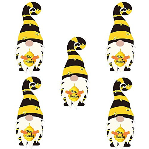 Melo-bell 5PCS Window Clings Honey Bumble Bee Window Stickers Bee Festival Decorations Bee Gnomes Window Sticker Decals for Bee Themed Birthday Party Honey Bee Baby Shower Bridal Shower Supplies