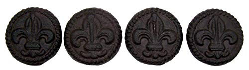 Cast Iron Fleur De Lis Circle Drawer Pulls, Set of 4, 2 Inches