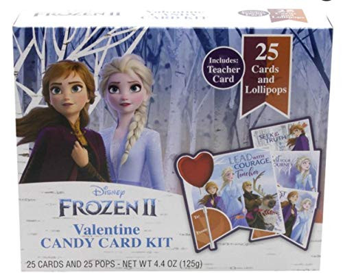 Disney Frozen 2 Valentine's Day Candy Exchange Kit ~ 25 cards/lollipops