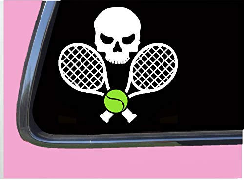Tennis Skull Boy Sticker TP 408 vinyl 6" Decal racquet balls