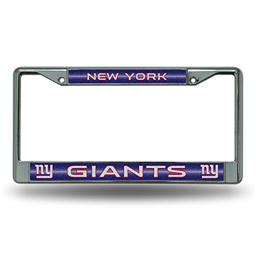 NFL New York Giants Bling Chrome License Plate Frame with Glitter Accent
