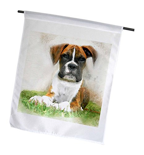 3dRose Boxer Puppy Dog Laying in The Grass Watercolor - Garden Flag, 12 by 18"