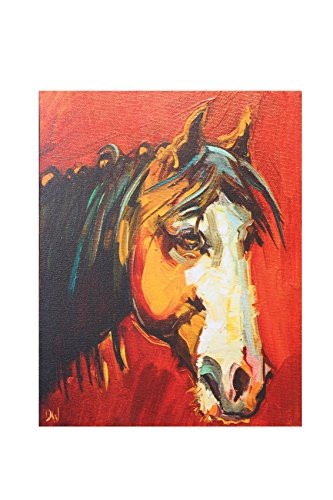 Creative Co-op Red & Yellow Horse Canvas Wall Décor