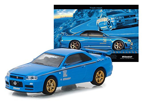 Greenlight 1: 64 Hobby Exclusive - BFGoodrich Vintage AD Cars - 2001 Nissan Skyline GT-R (R34)(Blue) Toy