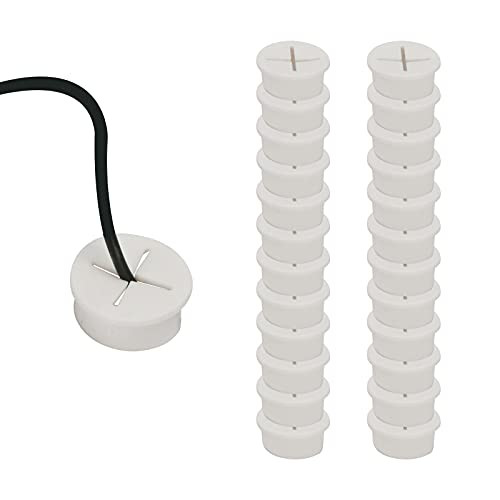 Ibnotuiy 24 Pieces Flexible Desk Cord Grommets 1 Inch Wire Cable Hole Cover Rubber Cable Cord Grommets for Office PC Desk Hole Cover Organizer -White-
