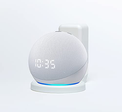 HeyMoonTong Outlet Wall Mount Holder Stand for Echo Dot 4th Generation, A Space-Saving Accessories with Cord Management for Dot -4th Gen- Smart Home Speakers, Hide Messy Wires -White-