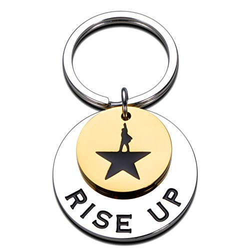 Hamilton Musical Keychain Broadway Theater Gifts for Teen Girls Sister Rise Up Key Chain Inspiration Jewelry for Women Her Christmas Birthday Theater Souvenirs for Broadway Fans Kids Daughter Son Wife
