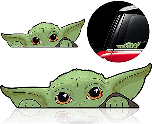 5 Pack Baby Yoda Stickers, Window, Laptop, Luggage, Skateboard, Bike, Mandalorian Stickers, Decal Window Accessories for Car -Large-