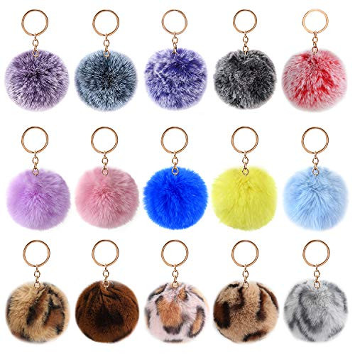 15PCS Faux Fur Ball Pom Poms Keychains Faux Rabbit Fur Pompoms Keyring Fluffy Pompoms Keychain for Keychain Craft Bags Accessories 15PCS Faux Fur Ball Pom Poms Keychains Faux Rabbit Fur Pompoms Keyring Fluffy Pompoms Keychain for Keychain Craft Bags Accessories