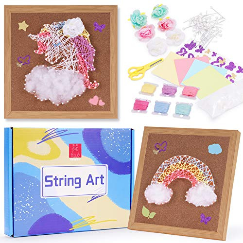 WeeYo DIY String Art Kit for 2 Fun Arts  and  Crafts Projects -10"x10"- Unicorn  and  Rainbow Series with All Necessary Accessories and Wooden Frames, Home Wall Decorations, Unique Gift