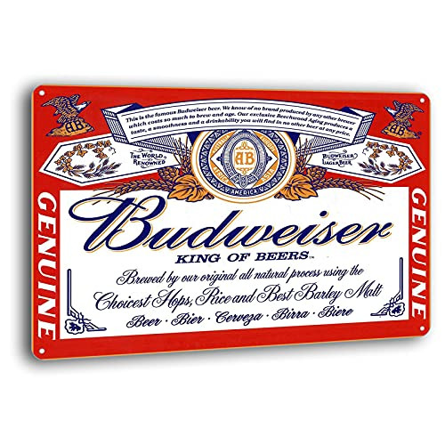 BAYABU Metal Signs Vintage Decorative Plaques Poster Budweiser Label Tin Sign for Cafe Room Home Man Cave Garden Wall Decor 12 x 8 inches
