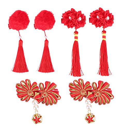 BESTOYARD 6pcs Chinese Vintage Hair Clips New Year Hanfu Hair Pins Furry Ball Long Tassel Hair Barrettes Headpieces For Hanfu Cos Hair Accessories Red BESTOYARD 6pcs Chinese Vintage Hair Clips New Year Hanfu Hair Pins Furry Ball Long Tassel Hair Barrettes Headpieces For Hanfu Cos Hair Accessories Red