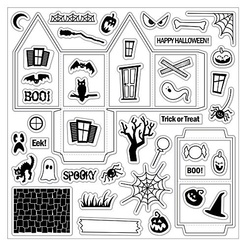 Fiskars Crafts 126460-1001 Tiny Little Haunted House 8x8 Clear Stamp