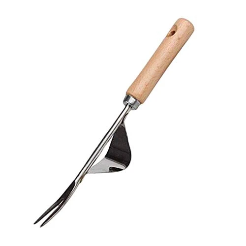 Manual Hand Weeder, Garden Weeding Fork Manual Weed, Wood Handle Stainless Steel Farmland Manual Garden Puller Lawn Weeder Hand Tool for Yard Lawn and Farm