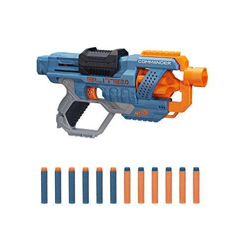 NERF Elite 2.0 Commander RD-6 Blaster, 12 Official Darts, 6-Dart Rotating Drum, Tactical Rails, Barrel and Stock Attachment Points