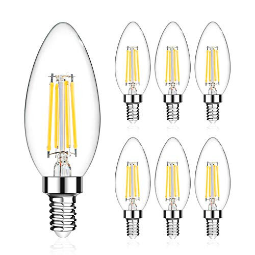 LANGREE B11 E12 LED Candelabra Base Bulbs 60W Equivalent, 5W LED Candle Light Bulbs, LED Chandelier Light Bulbs, Non-Dimmable, 5000K Daylight White, 550LM - Pack of 6