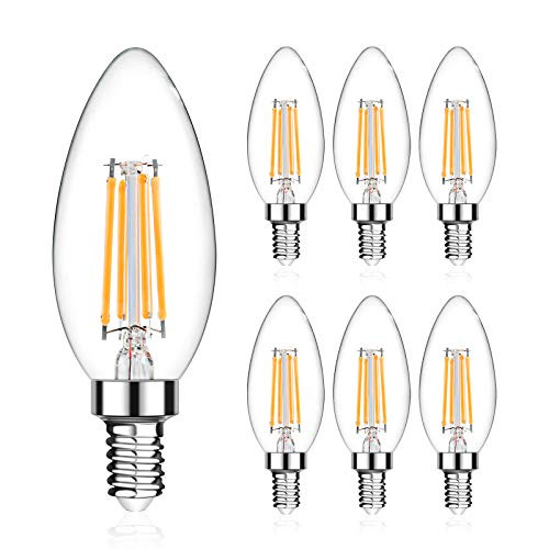 LANGREE B11 E12 LED Candelabra Base Bulbs 60W Equivalent, 5W LED Candle Light Bulbs, LED Chandelier Light Bulbs, Non-Dimmable, 2700K Soft White, 550LM - Pack of 6