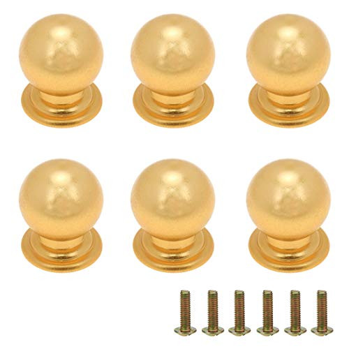 Semetall Small Round Drawer Handles 6 Pack 1/2 Inch Cabinet Knobs Small Handle for Pet Door Kitchen Drawer Cabinet and Dressing Box -Golden-